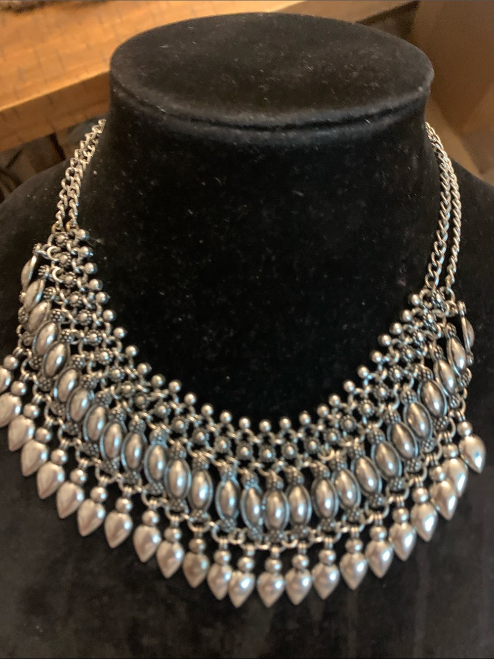 Silver Statement Bib Necklace - Women Jewelry